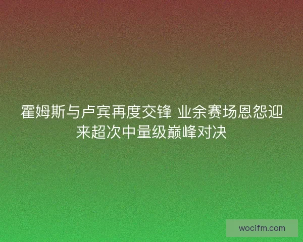 霍姆斯与卢宾再度交锋 业余赛场恩怨迎来超次中量级巅峰对决